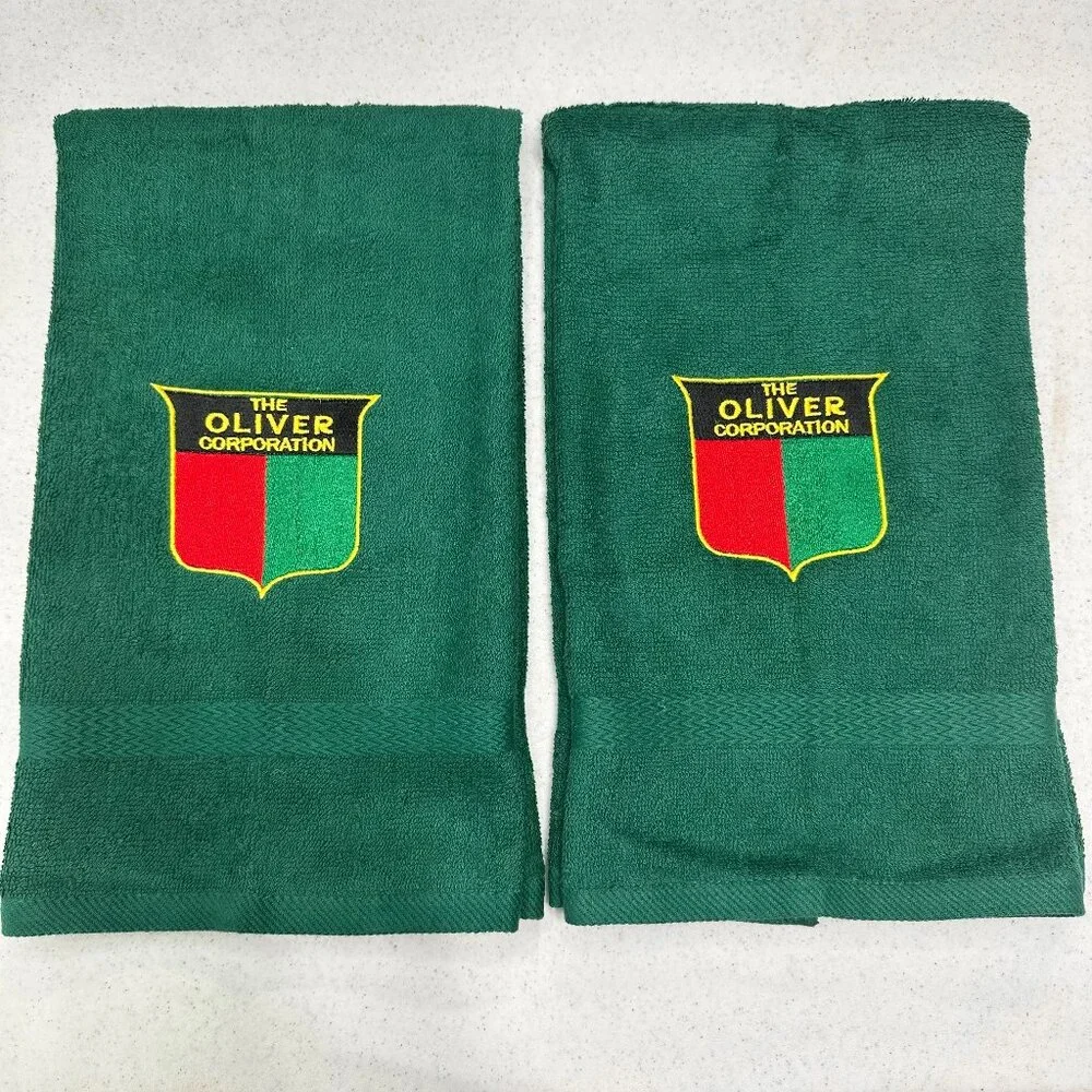 Oliver Tractor Towels Embroidered Hand Towel Set Green Bathroom Farm Decor